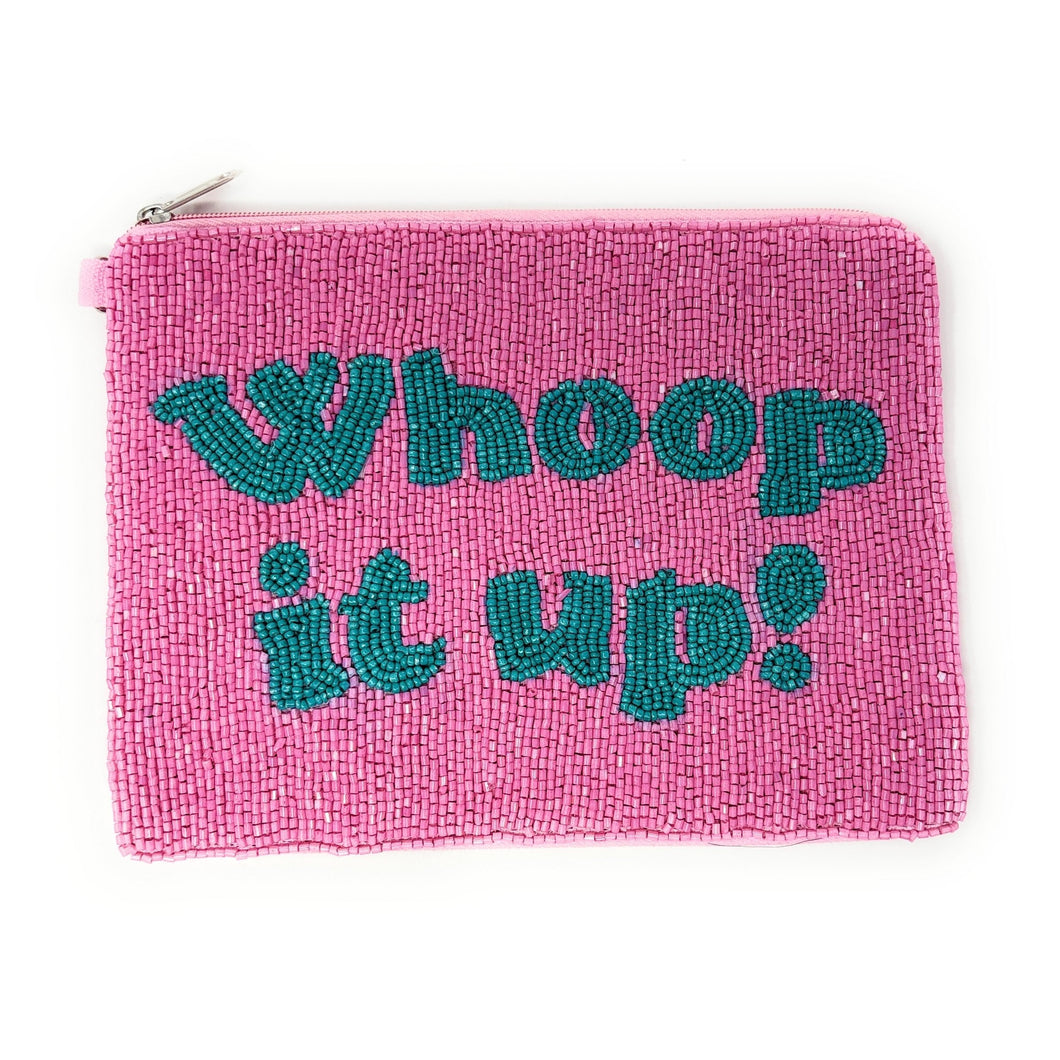 whoop it up large Purse Pouch, RHOC Beaded Purse, RHOC gifts, Pouches, Real Housewives Gift, beaded pouch zipper, Girls trip gifts, beaded coin purse, gifs for her, birthday gifts, cute pouches, batch gifts, boho pouch, Housewives of Orange County accessories, best friend gifts,  Whoop it up pouch, girlfriend gift, miscellaneous gifts, best friend birthday gift, gift card bag, Bachelorette gifts, Bachelorette party favors, Pink pouch, Vicki RHOC, Bravo bachelorette, best selling items, zipper wallet pouch 
