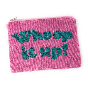 whoop it up large Purse Pouch, RHOC Beaded Purse, RHOC gifts, Pouches, Real Housewives Gift, beaded pouch zipper, Girls trip gifts, beaded coin purse, gifs for her, birthday gifts, cute pouches, batch gifts, boho pouch, Housewives of Orange County accessories, best friend gifts,  Whoop it up pouch, girlfriend gift, miscellaneous gifts, best friend birthday gift, gift card bag, Bachelorette gifts, Bachelorette party favors, Pink pouch, Vicki RHOC, Bravo bachelorette, best selling items, zipper wallet pouch 
