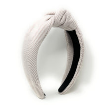 Load image into Gallery viewer, Beige tweed Headband, beige Knotted Headband, neutral color Knotted Headband, beige tweed Hair Accessories, neutral color Headband, Best Seller, headbands for women, best selling items, knotted headband, hairbands for women, nude color plaid gifts, Plaid knot Headband, winter hair accessories, winter plaid headband, tweed uniform headband, Statement headband, winter headband, winter style knot headband, custom Knotted headband, plaid headband, Winter Plaid knot headband, plaid knot headband, plaid access