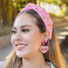 Load image into Gallery viewer, VALENTINES Jeweled Headband, Heart Headbands for Women, Candy Hearts Jeweled Knot Headband, Jeweled Knot Headbands, Valentines Day Knotted Headband, knotted headband, birthday gift for her, headbands for women, best selling items, knotted headbands, hair accessories, pink knot headband, valentine headband, valentines headband, valentines day gifts, embellished headband, Valentines Day XOXO headband, pink headband, pink xoxo headband, heart headband for women, xoxo knot headband, hearts knot headband