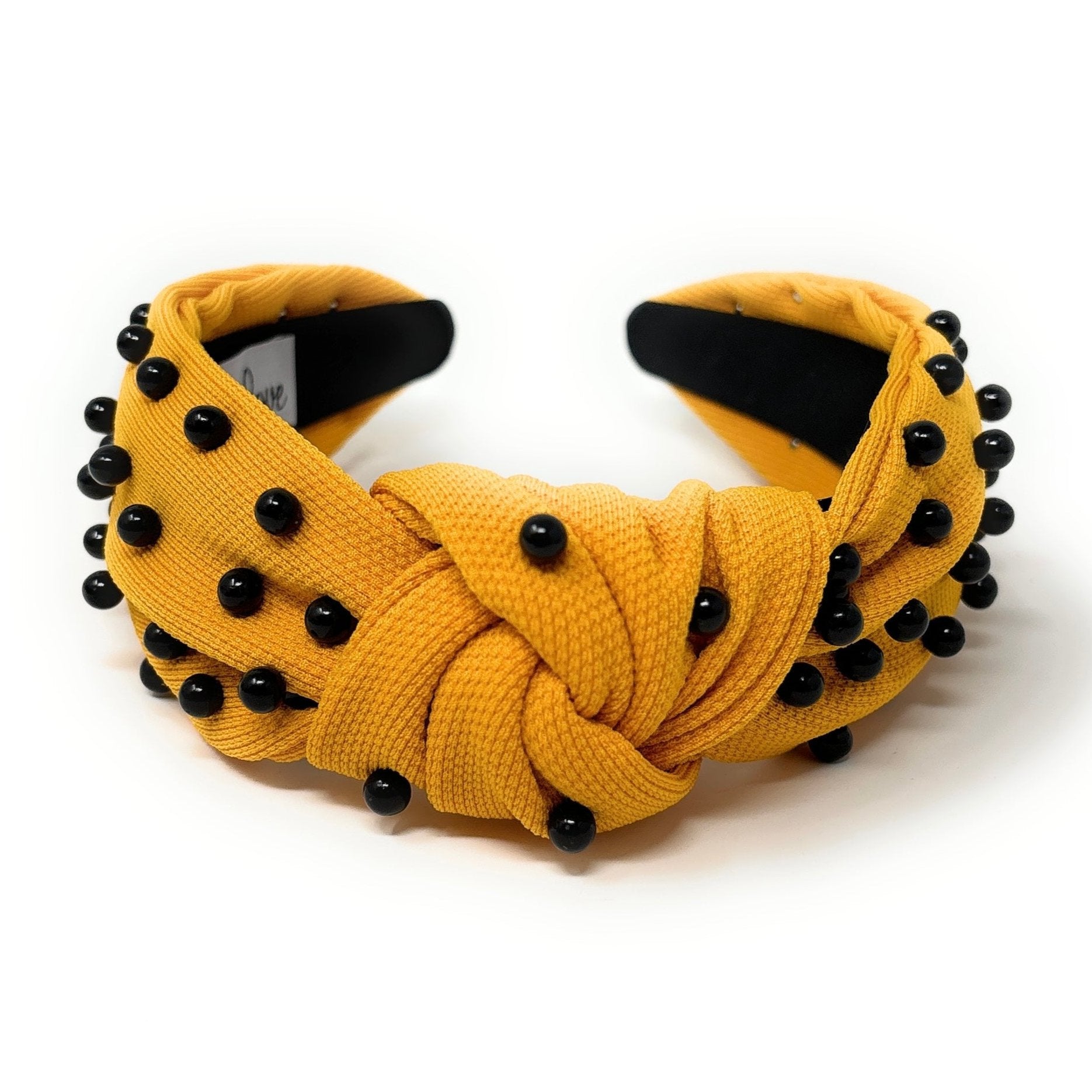 Twine and Love | Black Pearly Top Knot Headband | Handmade 
