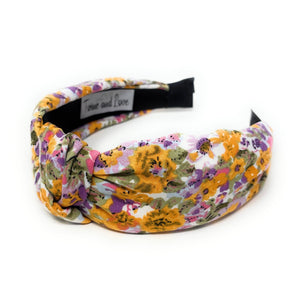 headbands for women, multicolor knot headband, handmade headbands, floral top knotted headband, floral knotted headband, hair band for women, embellished headband, floral headband, floral headband for women, summer headband, jeweled headband for women, knotted jeweled headband, wide floral headband, summer knot headband, pink orange floral headband, knotted headbands, yellow headband, game day hair accessories, game day headband, summer headbands, multicolor floral headband, best selling items
