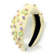 Load image into Gallery viewer, yellow Knot headband, light yellow knot headband, yellow knotted headband, yellow color accessories, pastel color knot headband, game day headband, game day knotted headband, baby yellow headband, yellow color hair band, embellished headbands, baby shower headband, knotted headband, baby shower knotted headband, game day hair accessories, light yellow accessories, Spring headband, pastel color headband, Easter accessories, custom headband, handmade headbands, Easter knotted headband, best selling items