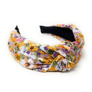 headbands for women, multicolor knot headband, handmade headbands, floral top knotted headband, floral knotted headband, hair band for women, embellished headband, floral headband, floral headband for women, summer headband, jeweled headband for women, knotted jeweled headband, wide floral headband, summer knot headband, pink orange floral headband, knotted headbands, yellow headband, game day hair accessories, game day headband, summer headbands, multicolor floral headband, best selling items
