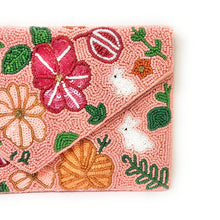 Load image into Gallery viewer, Beaded wallet featuring a floral design in bright colors
