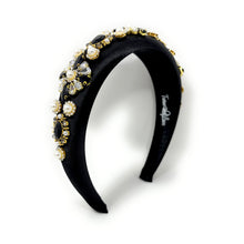 Load image into Gallery viewer,  Black floral headband accessory with intricate detailing
