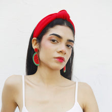 Load image into Gallery viewer, A chic women's fashion look with a white top and colorful accessories.