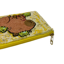 Load image into Gallery viewer, A cute sequined pouch featuring a capybara design with frogs on its head.