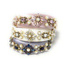 Load image into Gallery viewer, Three elegant beaded headbands with floral designs and pearls.