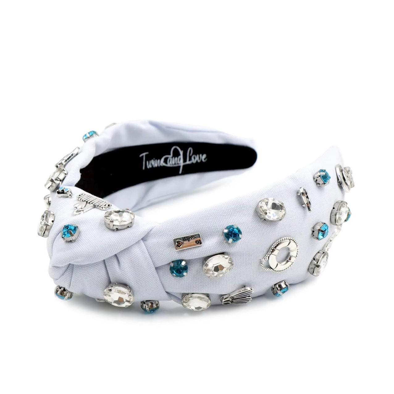 Elegant Beaded Headbands Set - Navy, Gray, White sparkly-headband-navy-blue-  main image 3