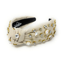 Load image into Gallery viewer, Chic headband with gold details and crystal-like stones.