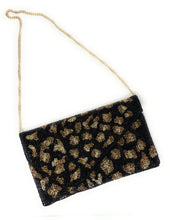 Load image into Gallery viewer,  Fashionable evening clutch with leopard print and beaded details