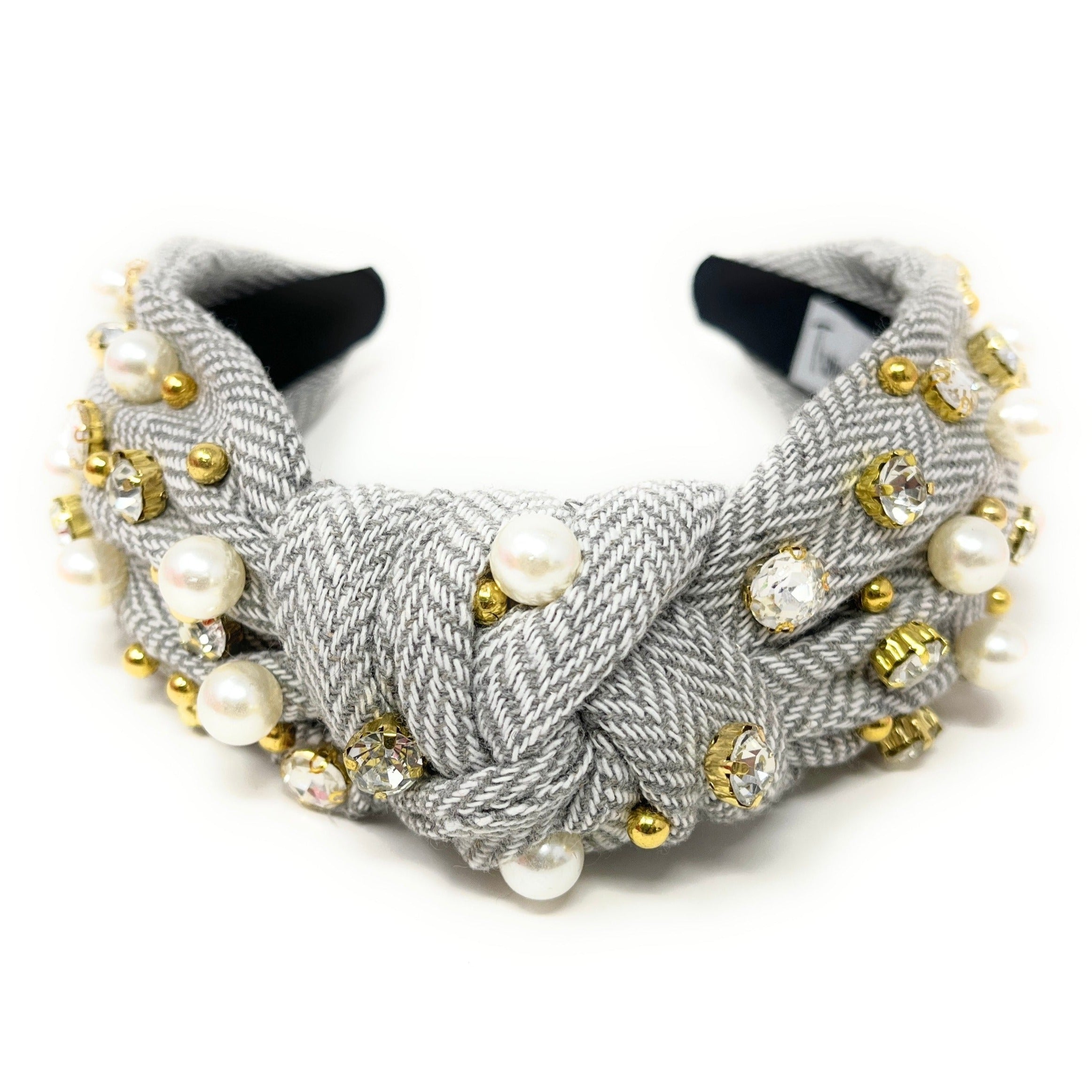 Twine and Love | Plaid Jeweled Knotted Headband | Luxury 