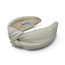 Load image into Gallery viewer, Ivory padded knot headband featuring a classic black polka dot pattern