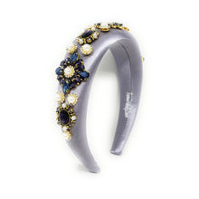 Load image into Gallery viewer,  A stylish satin headband featuring intricate jewel embellishments.