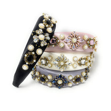 Load image into Gallery viewer, Stylish floral headbands with a mix of pastel colors and decorative gems.