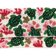 Load image into Gallery viewer, turtle beaded clutch purse, turtle bead purse, beaded bag, tropical handbag, beaded bag, resort turtle clutch, birthday gift for her, clutch bag, seed bead purse, engagement gift, party clutches, bridal gift, turtle purse, gifts to vacation, resort gifts, wedding gift, evening bags, Summer beaded clutch purse, birthday gift for her, summer clutch, seed bead purse, beaded bag, summer bag, boho purse, turtle beaded clutch purse, unique bags, best selling items, handmade gifts, handmade bag purse, white resort