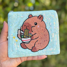 Load image into Gallery viewer, Colorful sequin wallet with a hamster design, perfect for animal lovers.