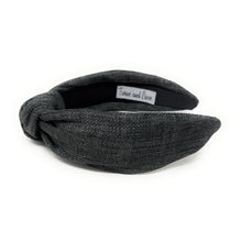 Load image into Gallery viewer, Close-up of a knot design on a Dark Gray headband.
