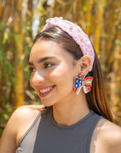 Load image into Gallery viewer, fashion inspiration for summer with a woman wearing a headband and unique earrings