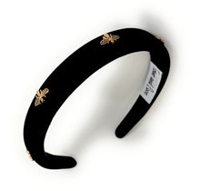 Load image into Gallery viewer, Trendy black headband showcasing intricate bee details