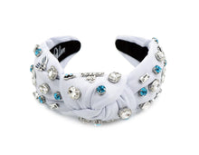 Load image into Gallery viewer, Trendy white hair accessory featuring decorative stones and a chic design.