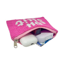 Load image into Gallery viewer, Trendy pink cosmetic bag with playful lettering
