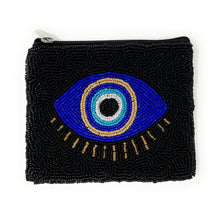 Load image into Gallery viewer, Evil eye black pouch 