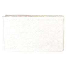 Load image into Gallery viewer, Elegant white evening clutch featuring a gold chain shoulder strap, magnetic snap closure, and crystal-inspired beaded detailing.