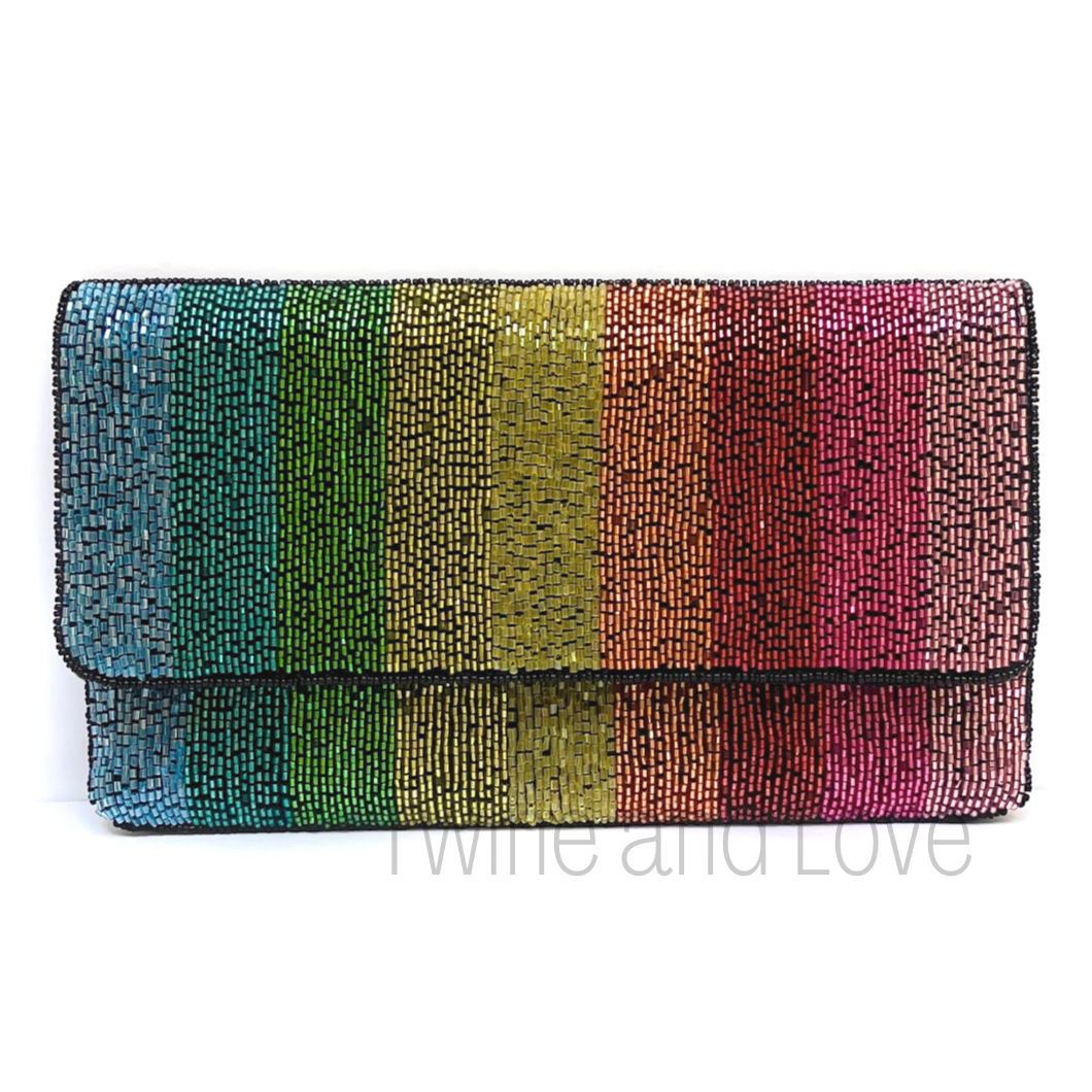 Crystal Beaded Crossbody Clutch Purse