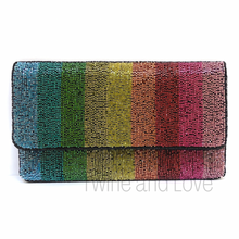Load image into Gallery viewer, mrs clutch purse, gift for bride, beaded clutch purse, bridal purse clutch, rainbow bride clutch, rainbow bride bag, bachelorette beaded clutch, lgbt gift, bridal shower gift, crossbody purse, bride to be gift, bridesmaids gifts, bridal purse, engagement gift, party clutches, rainbow clutches, Gray pride gifts, best friend gifts, crossbody purse, rainbow crossbody purse, LGBTQ pride bag purse, LGBTQ gifts, Flag Pride bag, Pride purse, Rainbow Pride bag 