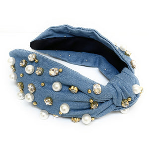 headband for women, denim headband, denim bejeweled headband blue headband, headband style, top knot headband, woven top knot headband, head band, hair band, trendy headbands, top knotted headband, handmade headbands, top knotted headband, knotted headband, headband, hair band for women, trendy headband, fashion headbands, embellished headband, rhinestone headband, gemstone headband for women, luxury headband, jeweled headband for women, denim jeweled headband, denim jeweled knot headband, pearly headband