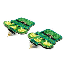 Load image into Gallery viewer, Green Beaded Earrings, St. Patrick’s Day Earrings, St. Pats Earrings, Leprechaun Beaded Earrings, Seed Bead, Leprechaun earrings, Green Clover Leaf earrings, Shamrock beaded earrings, St. Patricks beaded earrings, Four Clover Leaf beaded earrings, St, Patricks beaded earrings, Clover Leaf seed bead earrings, Green seed bead earrings, St. Patrick’s day gifts, St. Patrick’s day accessories, holiday beaded accessories, Green accessories, St Patrick’s Day Shamrock earrings, Shamrock gifts, best Selling items