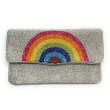 Load image into Gallery viewer, mrs clutch purse, gift for bride, beaded clutch purse, bridal purse clutch, rainbow bride clutch, rainbow bride bag, bachelorette beaded clutch, lgbt gift, bridal shower gift, crossbody purse, bride to be gift, bridesmaids gifts, bridal purse, engagement gift, party clutches, rainbow clutches, Gray pride gifts, best friend gifts, crossbody purse, rainbow crossbody purse, LGBTQ pride bag purse, LGBTQ gifts, Flag Pride bag, Pride purse, Rainbow Pride bag, rainbow party theme