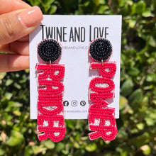Load image into Gallery viewer, GameDay Earrings, College Football Earrings, Team Earrings, GameDay Outfit, Power Raider earrings, Texas Tech earrings, Tech earrings, game day earrings, team game, Power Raiders texas earrings, game day outfit, football earrings, college gifts, Tech Beaded earrings, Texas earrings, college team gifts, Power Raider bead earrings, Raiders team beaded earrings, Tech beaded earrings, gameday outfit, Tech beaded earrings, Texas Tech earrings, Power Raider football 
