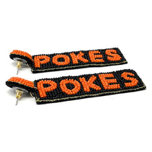 Load image into Gallery viewer, GameDay Earrings, College Football Earrings, Team Earrings, GameDay Outfit, Go Pokes earrings, Pokes earrings, Oklahoma State earrings, game day earrings, team game, Go Pokes beaded earrings, game day outfit, football earrings, college gifts, Pokes Beaded earrings, Oklahoma Pokes earrings, college team gifts, Pokes bead earrings, Oklahoma team beaded earrings, OSU Pokes beaded earrings, gameday outfit, Go Pokes beaded earrings, Oklahoma state earrings, Go Pokes football 