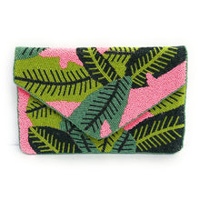 Load image into Gallery viewer, palm leaves beaded clutch purse, palm leaf beaded bag, birthday gift for her, summer clutch, seed bead purse, beaded bag, palm leaf handbang, beaded bag, seed bead clutch, summer bag, birthday gift for her, clutch bag, seed bead purse, engagement gift, bridal gift to bride, bridal gift, palm leaves purse, gifts to bride, gifts for bride, wedding gift, bride gifts,beaded clutch purse, birthday gift for her, summer clutch, seed bead purse, beaded bag, summer bag, boho purse