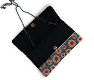 Blue Red Beaded Clutch Purse