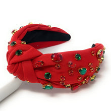 Load image into Gallery viewer, Christmas Jeweled Headband, Christmas Knotted Headband, Red Knotted Headband, Christmas Hair Accessories, Red Headband, Best Seller, headbands for women, best selling items, knotted headband, hairbands for women, Christmas gifts, Christmas knot Headband, Red hair accessories, Christmas headband, Red holiday headband, Statement headband, Red Headband gifts, embellished knot headband, jeweled knot headband, Red Jeweled headband, red Embellished headband, Christmas embellished headband