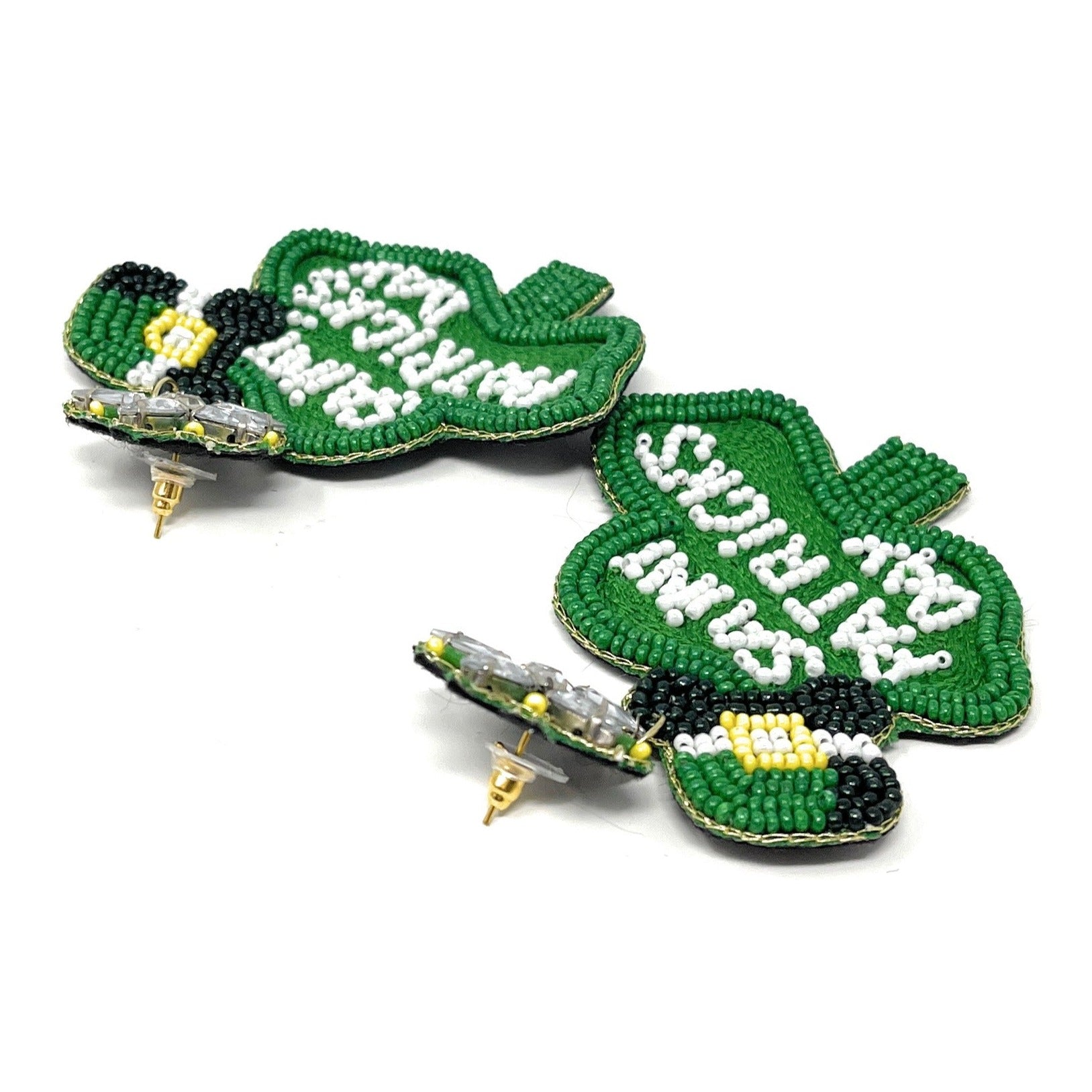 Saint Patrick's Day Beaded Earrings, Green Beaded Earrings, Leprechaun