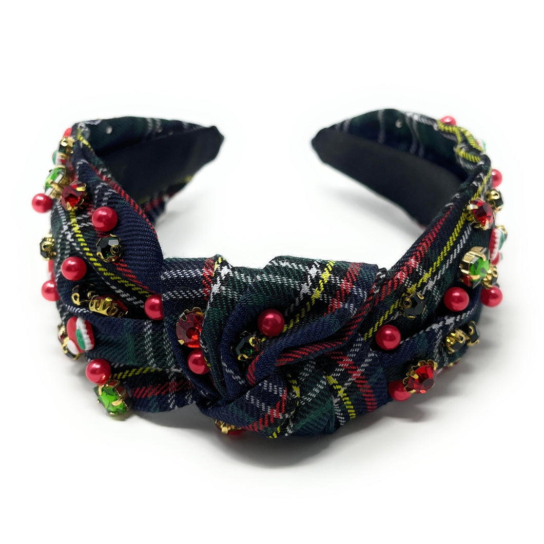 Christmas Jeweled Headband, Christmas Knotted Headband, Plaid Knotted Headband, Christmas Hair Accessories, Green Plaid Headband, Best Seller, headbands for women, best selling items, knotted headband, hairbands for women, Christmas gifts, Christmas knot Headband, Green Plaid hair accessories, Christmas headband, plaid holiday headband, Statement headband, Holiday gifts, embellished knot headband, jeweled knot headband, Red plaid Jeweled headband, Green Embellished headband, Christmas embellished headband