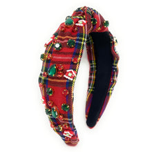 Load image into Gallery viewer, Christmas Jeweled Headband, Christmas Knotted Headband, Plaid Knotted Headband, Christmas Hair Accessories, Red Plaid Headband, Best Seller, headbands for women, best selling items, knotted headband, hairbands for women, Christmas gifts, Christmas knot Headband, Red hair accessories, Christmas headband, Red plaid holiday headband, Statement headband, Red Headband gifts, embellished knot headband, jeweled knot headband, Red plaid Jeweled headband, Red Embellished headband, Christmas embellished headband