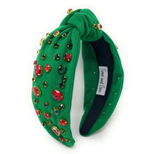 Load image into Gallery viewer, Christmas Jeweled Headband, Christmas Knotted Headband, Green Knotted Headband, Christmas Hair Accessories, Green Headband, Best Seller, headbands for women, best selling items, knotted headband, hairbands for women, Christmas gifts, Christmas knot Headband, Green hair accessories, Christmas headband, Green holiday headband, Statement headband, Green Headband gifts, embellished knot headband, jeweled knot headband, Green Jeweled headband, Green Embellished headband, Christmas embellished headband