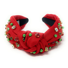 Load image into Gallery viewer, Christmas Jeweled Headband, Christmas Knotted Headband, Red Knotted Headband, Christmas Hair Accessories, Red Headband, Best Seller, headbands for women, best selling items, knotted headband, hairbands for women, Christmas gifts, Christmas knot Headband, Red hair accessories, Christmas headband, Red holiday headband, Statement headband, Red Headband gifts, embellished knot headband, jeweled knot headband, Red Jeweled headband, red Embellished headband, Christmas embellished headband