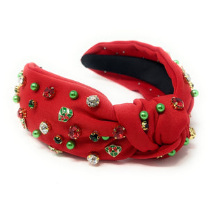 Christmas Jeweled Headband, Christmas Knotted Headband, Red Knotted Headband, Christmas Hair Accessories, Red Headband, Best Seller, headbands for women, best selling items, knotted headband, hairbands for women, Christmas gifts, Christmas knot Headband, Red hair accessories, Christmas headband, Red holiday headband, Statement headband, Red Headband gifts, embellished knot headband, jeweled knot headband, Red Jeweled headband, red Embellished headband, Christmas embellished headband