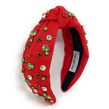 Load image into Gallery viewer, Christmas Jeweled Headband, Christmas Knotted Headband, Red Knotted Headband, Christmas Hair Accessories, Red Headband, Best Seller, headbands for women, best selling items, knotted headband, hairbands for women, Christmas gifts, Christmas knot Headband, Red hair accessories, Christmas headband, Red holiday headband, Statement headband, Red Headband gifts, embellished knot headband, jeweled knot headband, Red Jeweled headband, red Embellished headband, Christmas embellished headband