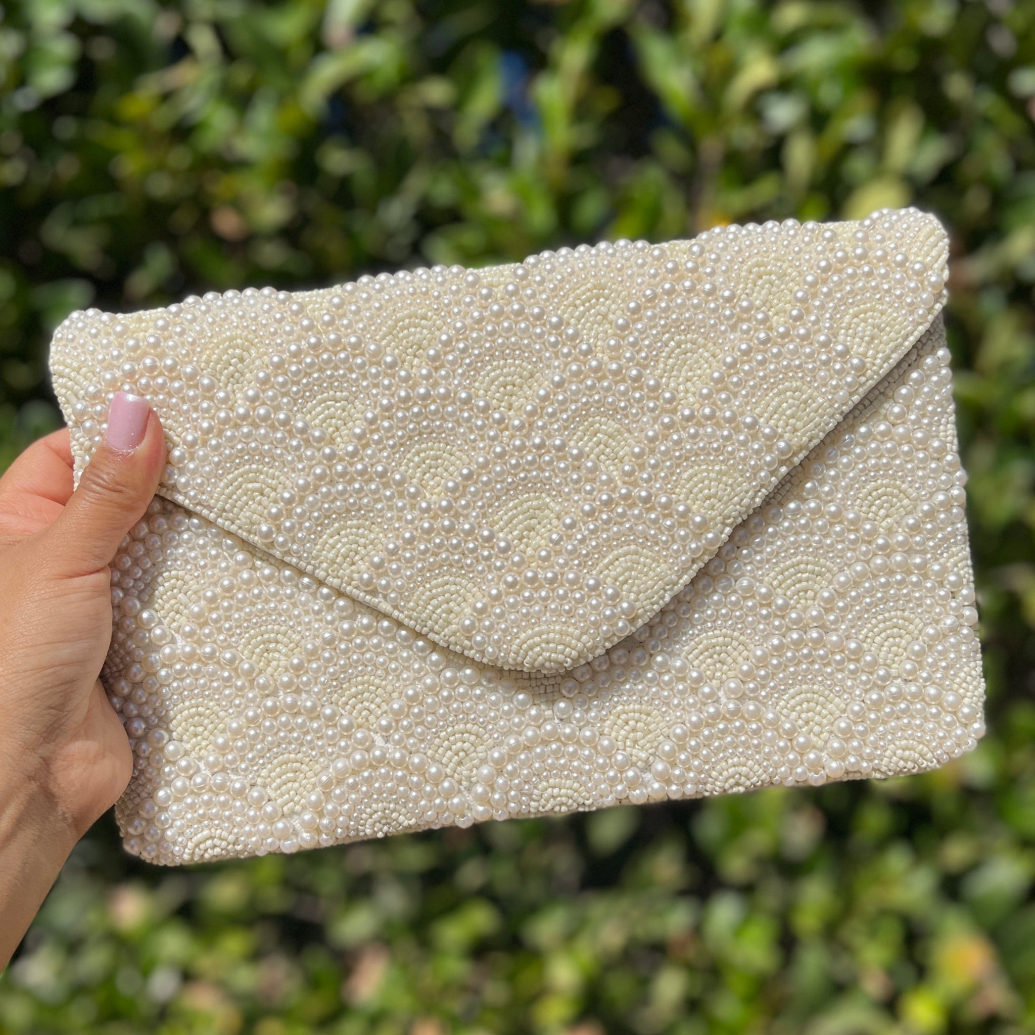 Hand Crafted Ivory Lace Bridal Clutch Purse With Champagne-Colored Floral  Accent by The Button Tree Co. | CustomMade.com