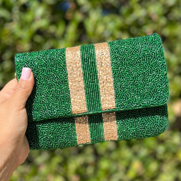 Bougainville Green Beaded Clutch 2024 Bag