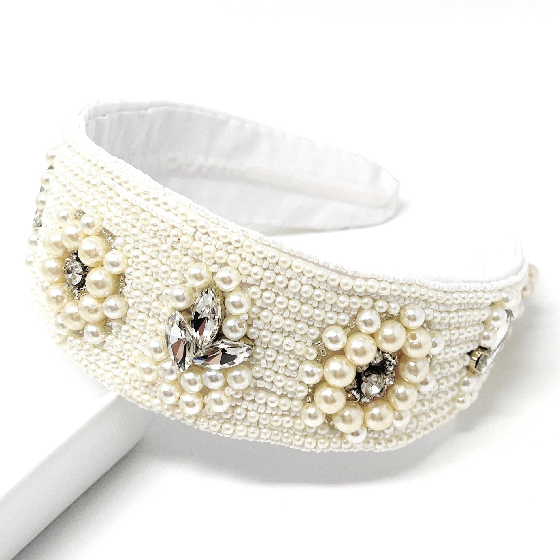 Bridal headband ! Ivory brand-new Ivory white pearl bridal headband – VeroBride main image 3