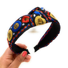 Load image into Gallery viewer, headband for women, fashion headbands, womens headband, headbands for women, stylish headbands, headband style, top knot headband, woven top knot headband, head band, hair band, trendy headbands, top knotted headband, spring headband, summer headbands, handmade headbands, top knotted headband, knotted headband, head band, hair band for women, trendy headband, fashion headbands, twist headband, headband style, hair accessories, twist knotted headband, twisted headband, embroidered twist headband